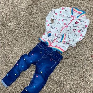 Girls heart jacket and jeans outfit size 7/8
